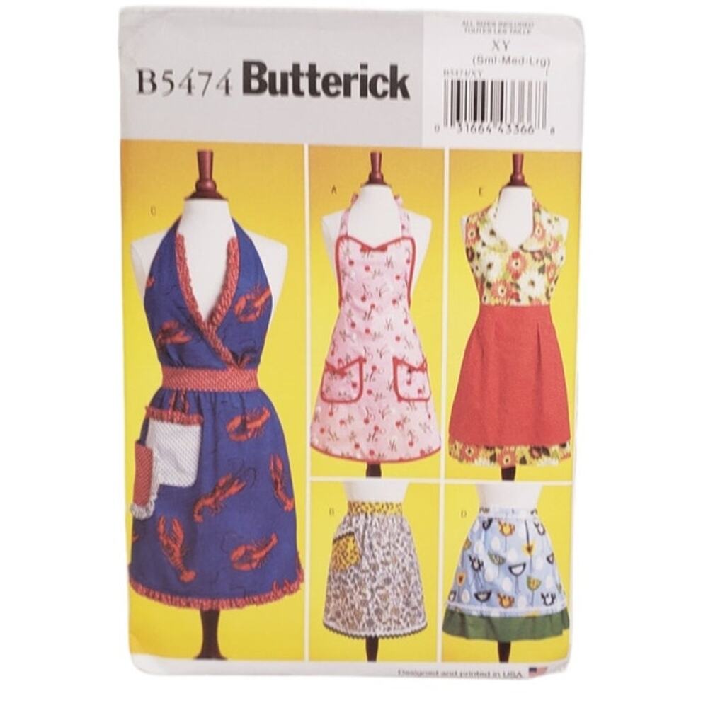 Butterick Aprons Sewing Pattern Size XY S M L B5474 UNCUT 1950 1970